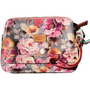 NWT🇮🇹 Cavalcanti Rose Floral Italian Leather Wristlet